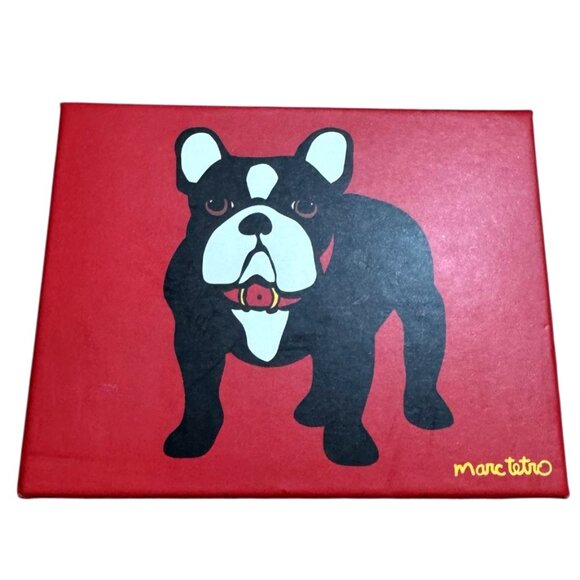NWT Marc Tetro Red French Bulldog Dog Zip Wristlet Wallet Pouch Clutch - Picture 3 of 5